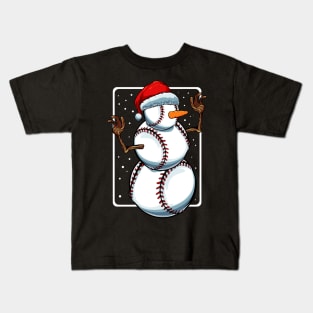 Baseball Snowman - Baseball Fan Christmas Present Kids T-Shirt